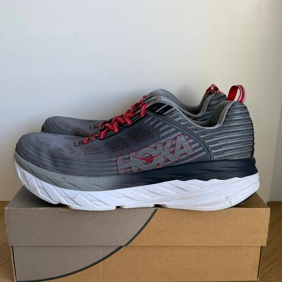 Hoka One One Bondi 6 Grey/Red Men Running Sneakers- SZ 14 main image 13